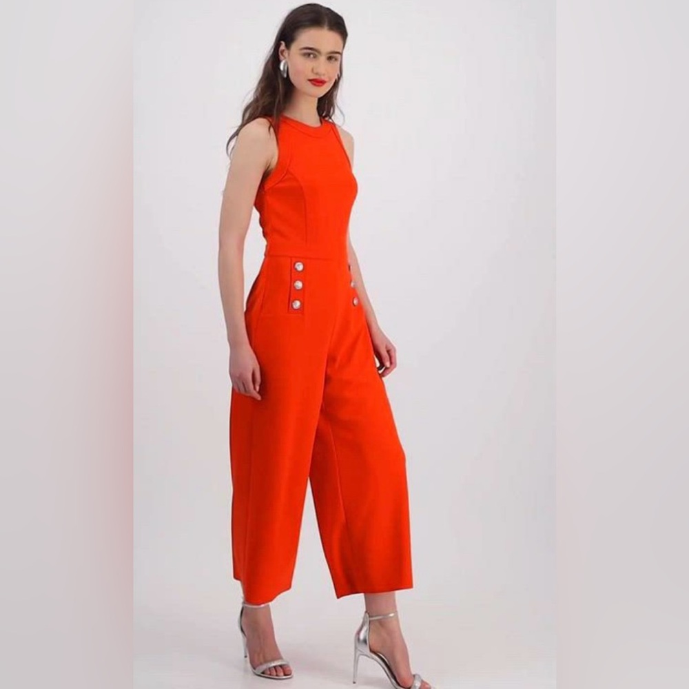 Karl Lagerfeld Orange Wide Leg Crop Jumpsuit